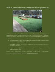 Artificial Turfs of fake Grass in Melbourne - A Worthy Investment.pdf